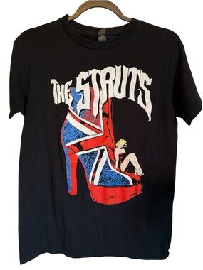 Tultex Black Tee with Red, Blue & White Union Jack High Heel Graphic